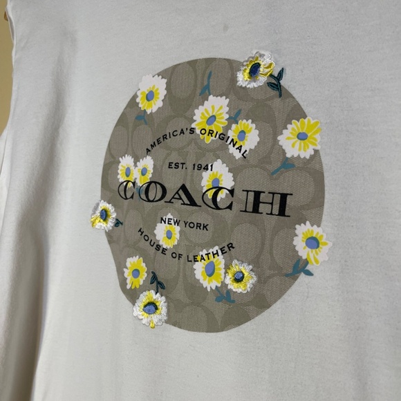 Coach White Sleeveless Top with Floral Design all cotton - Picture 2 of 9